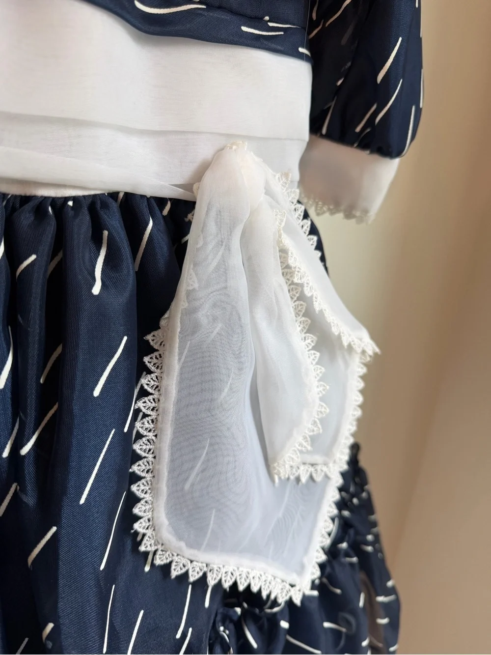 Martha’s Miniatures, Navy & White Girls' Sailor Dress with Lace Collar